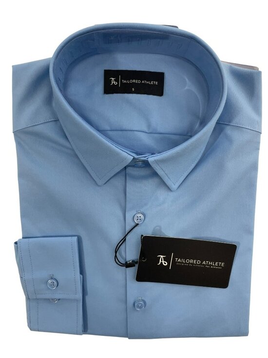 Tailored Athlete Other - Tailored Athlete Muscle Fit Dress Shirt Mid Blue Men's Size Small MSRP$138 NWT